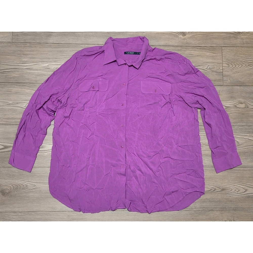 Lauren Ralph Lauren Pink Shirt Blouse Viscose Button Up Women's Plus Size 3X